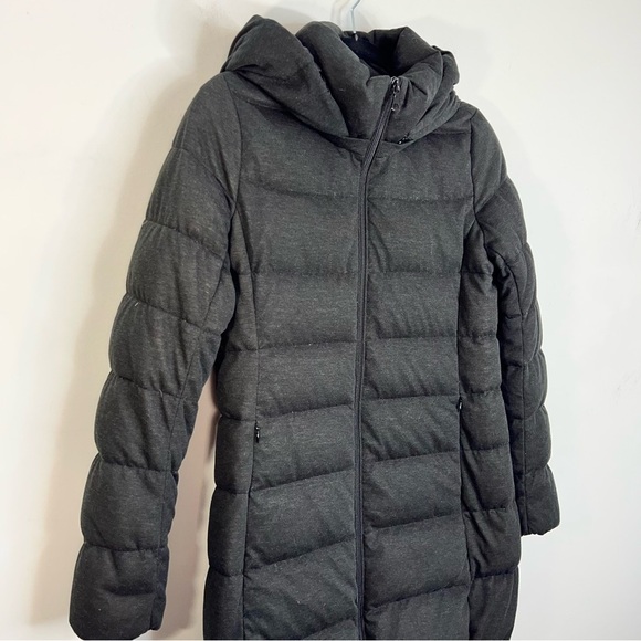 UNIQLO minimalist wool blend charcoal grey black down puffer coat XS - Picture 6 of 14